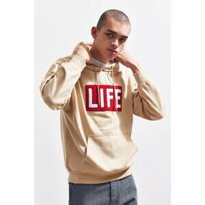 ALTRU x Urban Outfitters LIFE Chenille Patch Hoodie Sweatshirt Beige Size Small